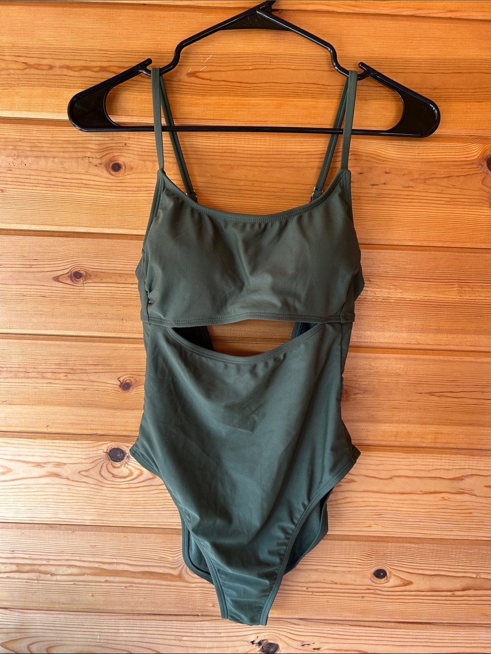 Shade & Shore Dark Olive Cutout One-Piece Swimsuit